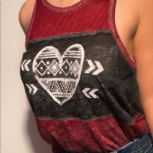Burgundy Heart Graphic Tanktop